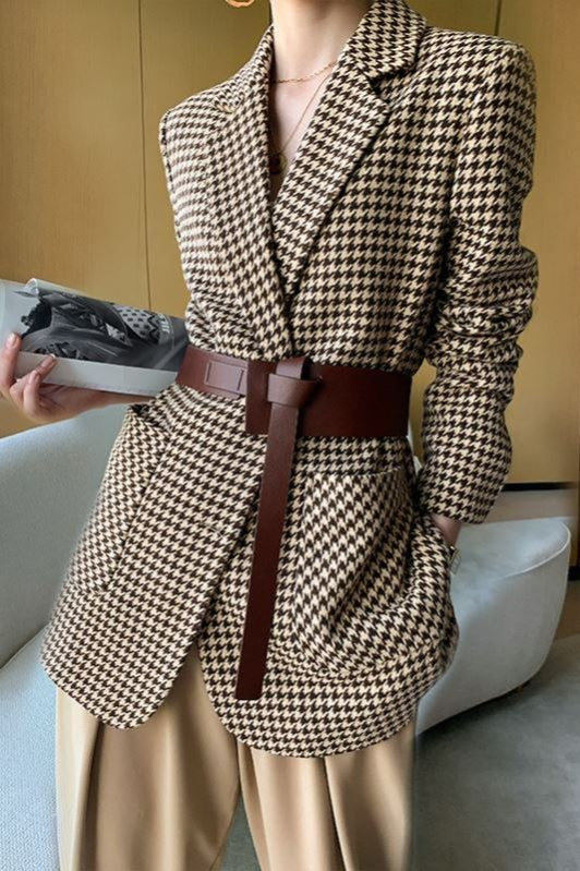 Classic Tweed Houndstooth Blazer