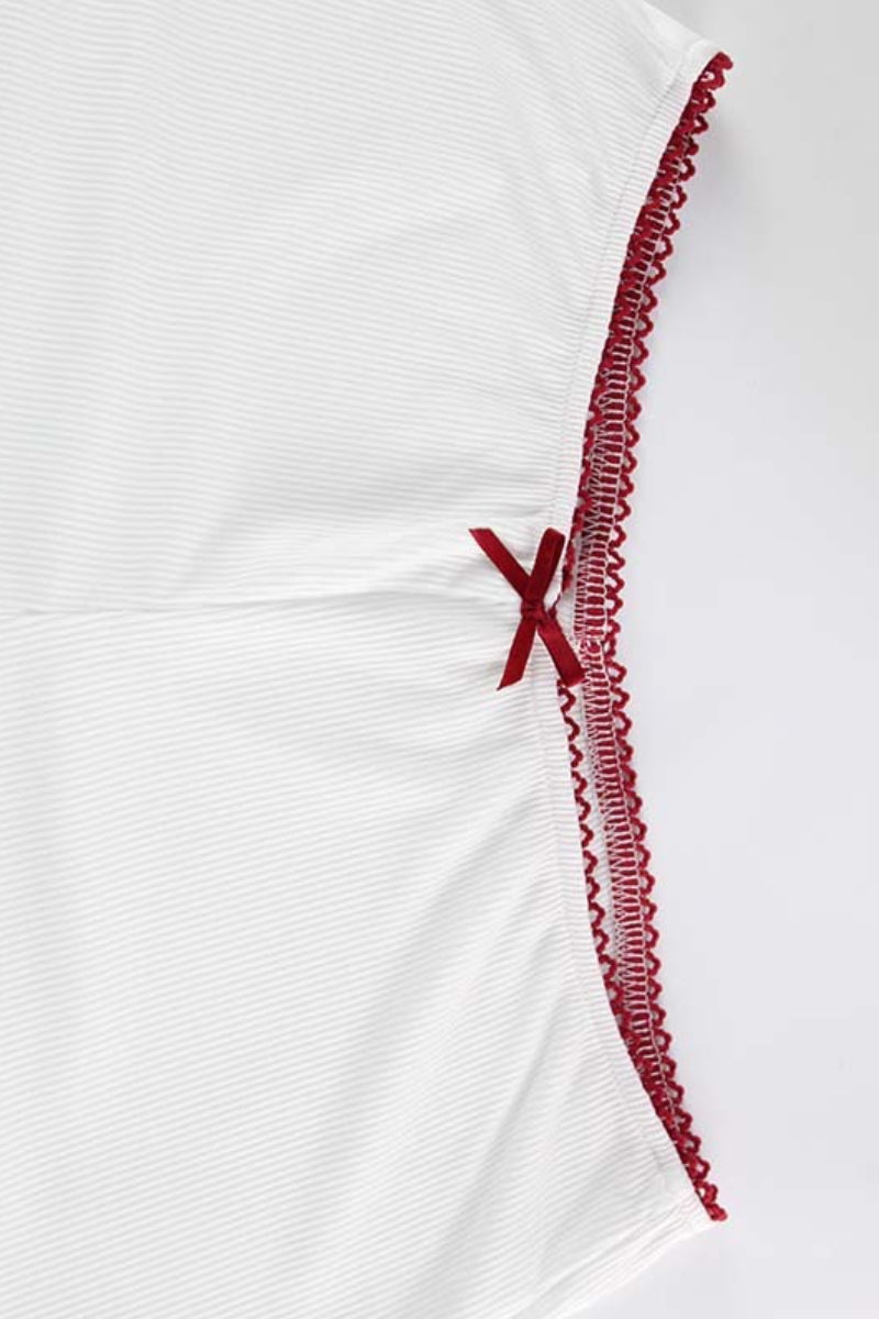 Bow Detail Square Neck Crop Top Shorts Set