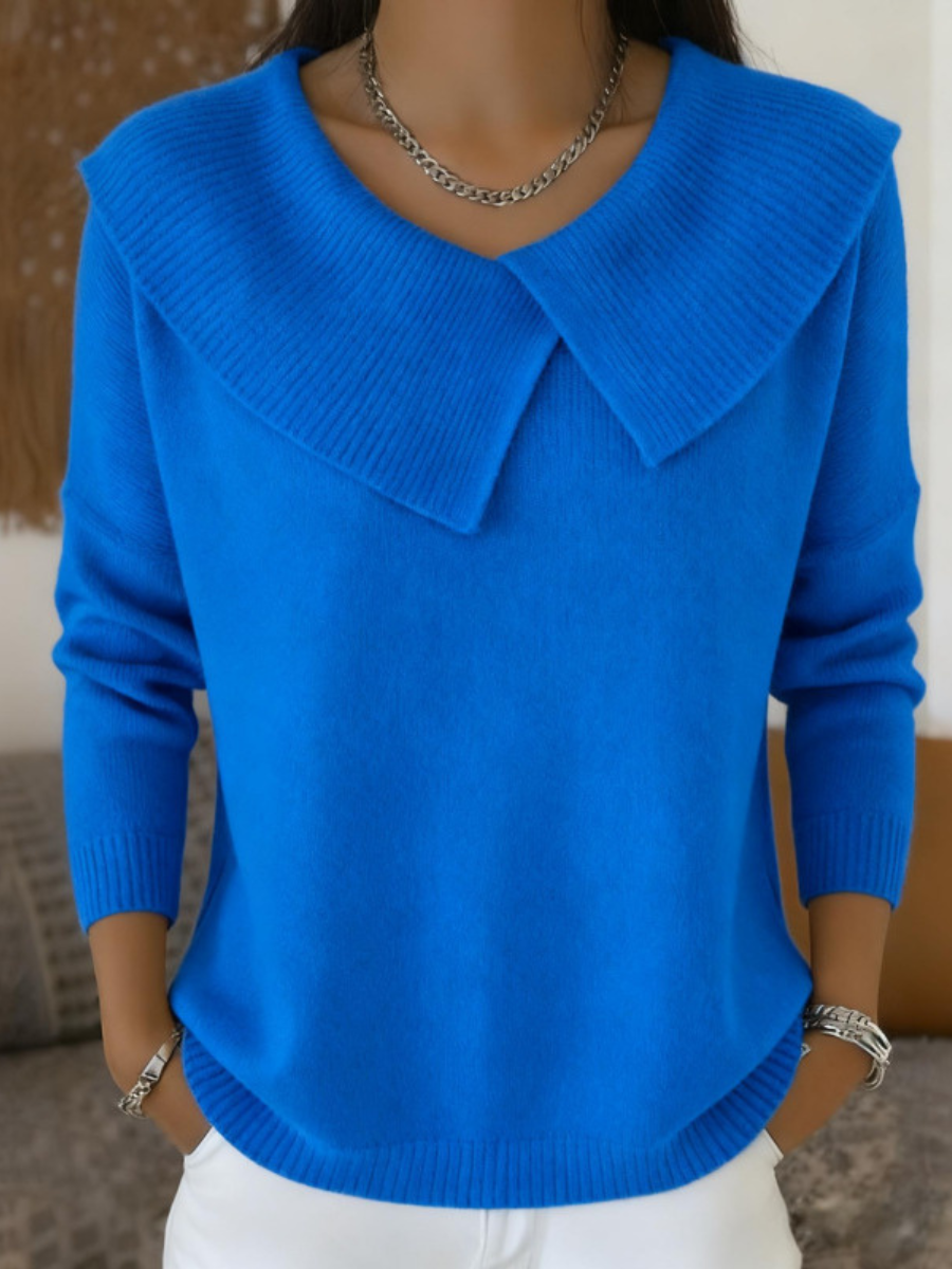 Oversized Collar V-Neck Long Sleeve Knit Sweater 8
