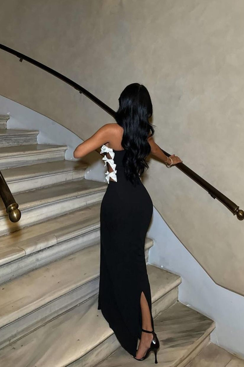 Strapless Cut Out Bow Mermaid Gown - View 3