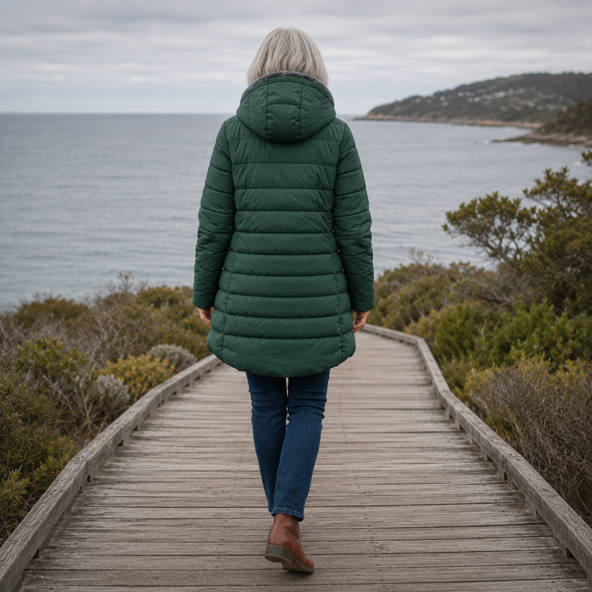 Faux Fur Hooded Quilted Longline Puffer Coat 3