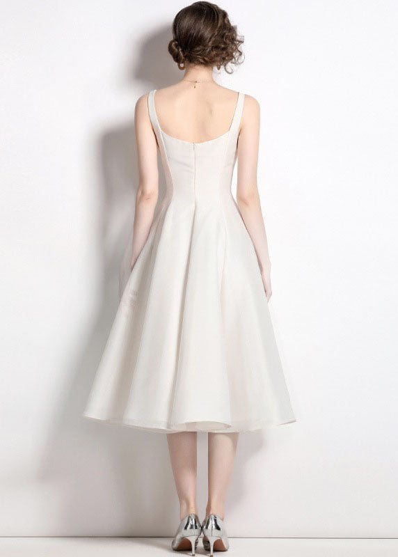 Square Neck Princess Seam Fit and Flare Structured Midi Dress - View 5