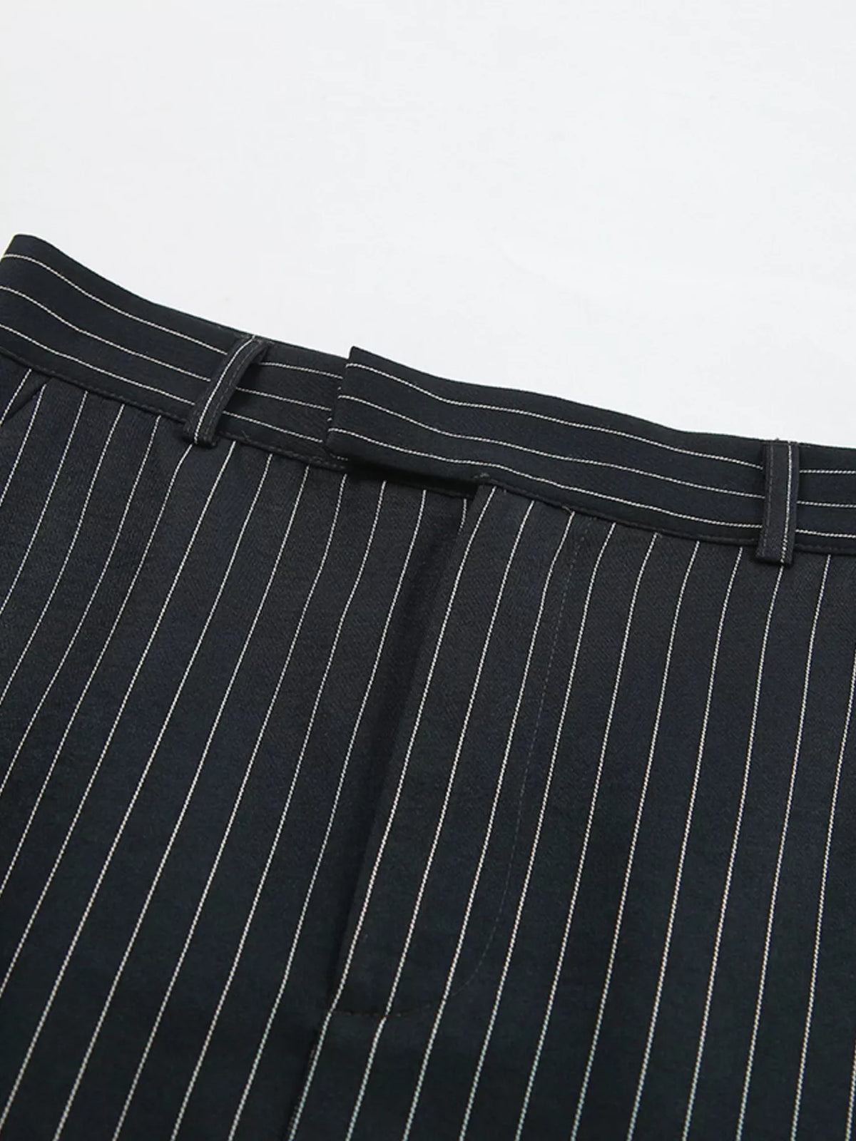 High Waist Pinstripe Tailored Maxi Skirt 11