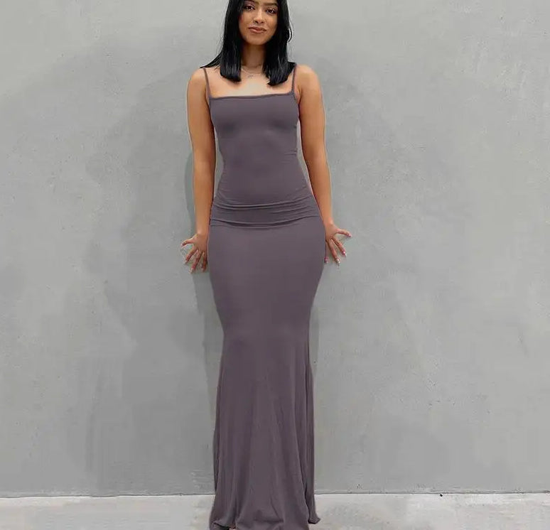Satin Slip Backless Maxi Dress - View 5
