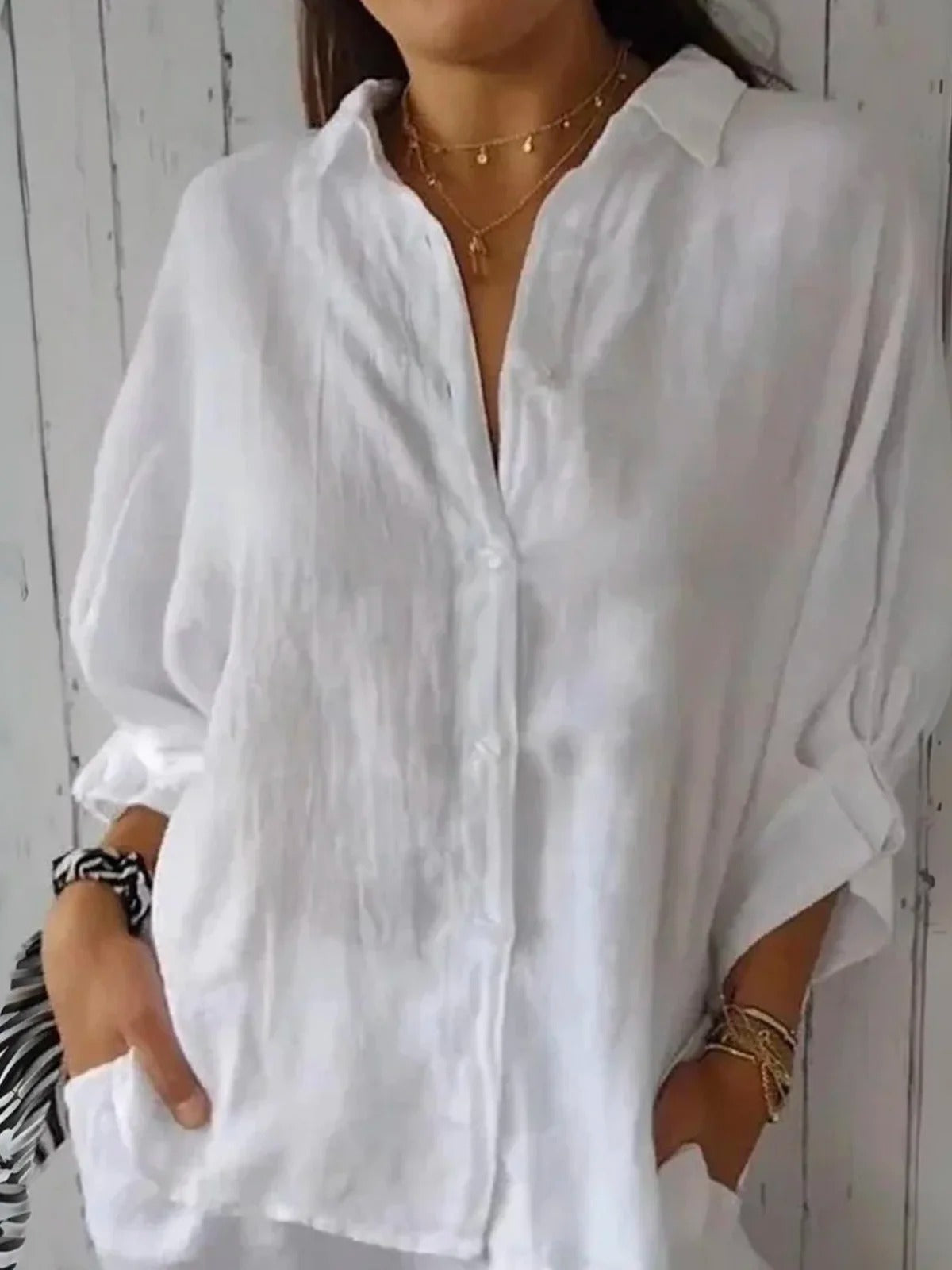 Collared Button Front Long Sleeve Shirt 3