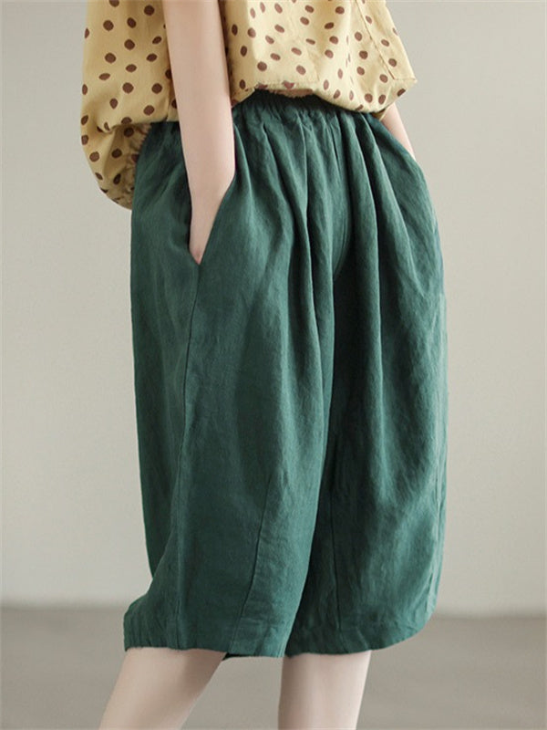 High Waist Loose Linen Look Shorts 4