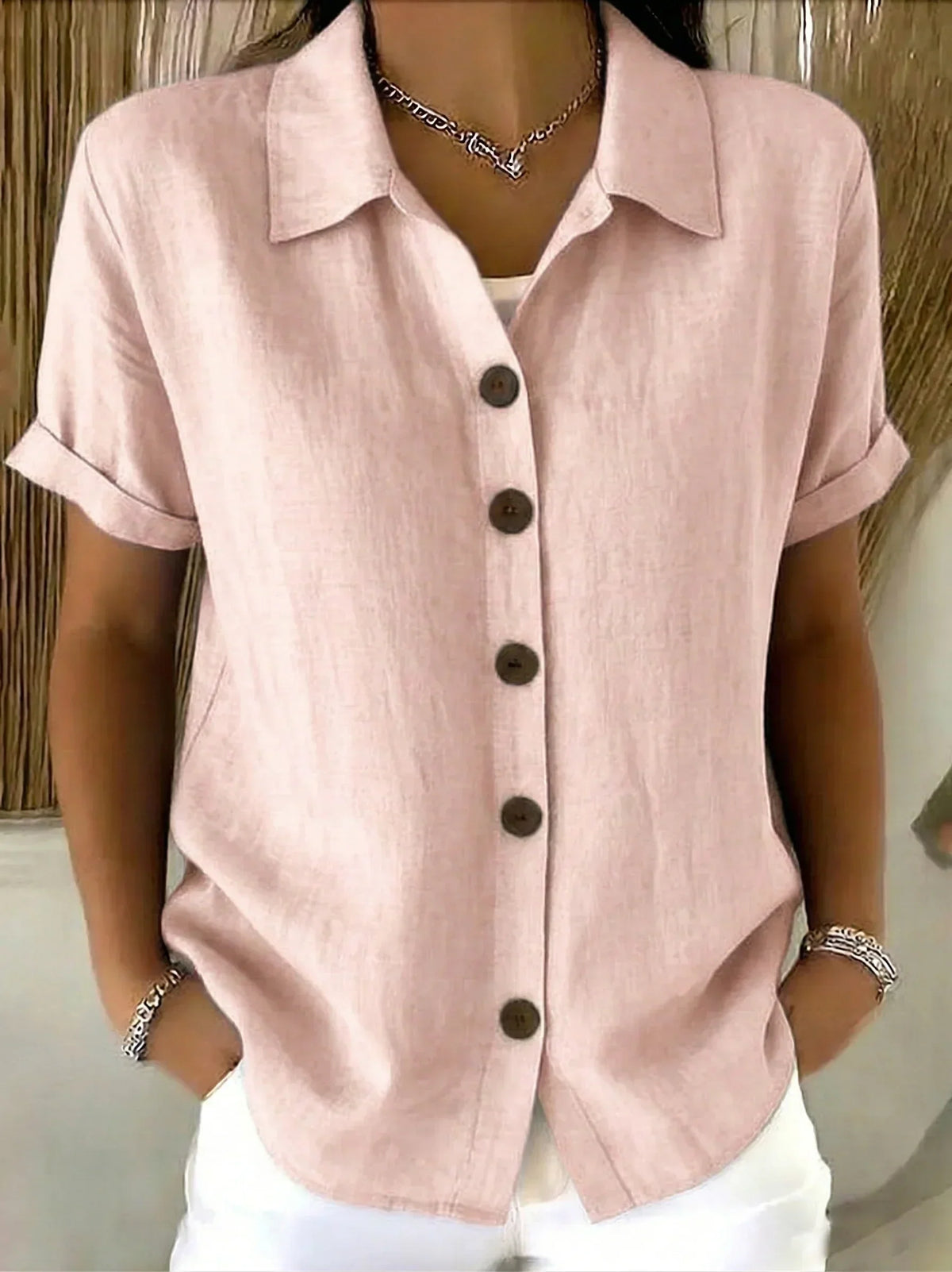 Collared Short Sleeve Button Up Shirt 3