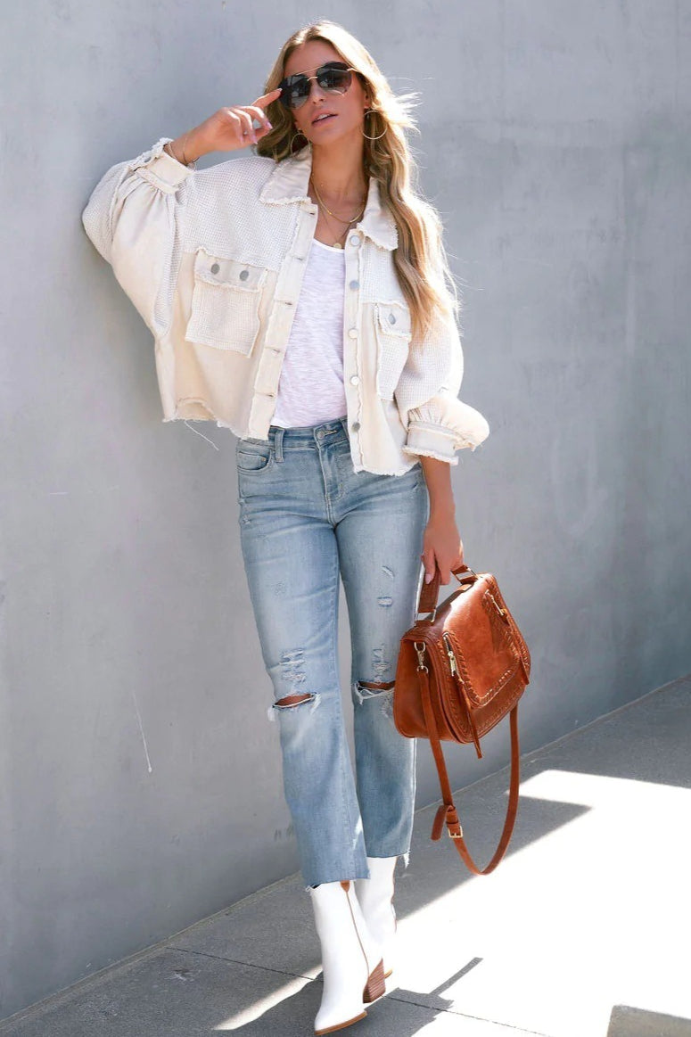 Brushed Waffle Long Sleeve Coat