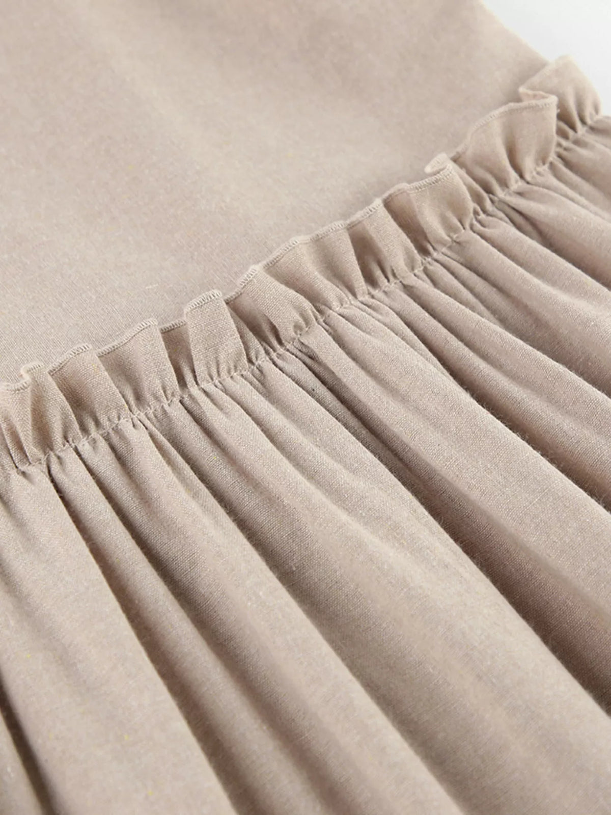 Tie Strap Scoop Neck Ruffle Waist Linen Look Mini Dress 10
