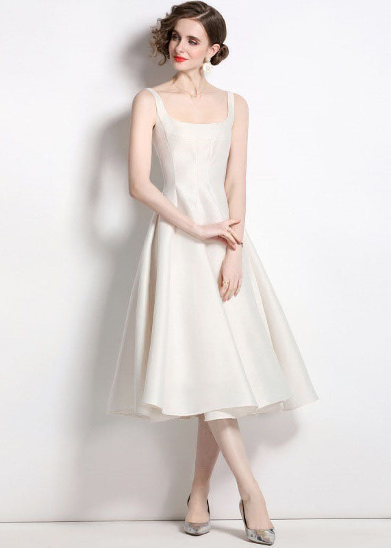 Square Neck Princess Seam Fit and Flare Structured Midi Dress - View 3