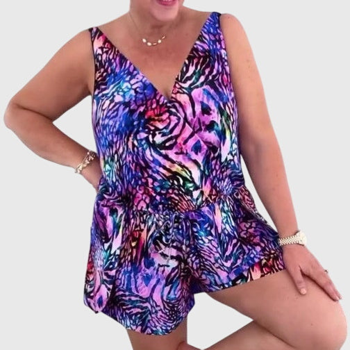 Animal Print V-Neck Sleeveless Playsuit 2