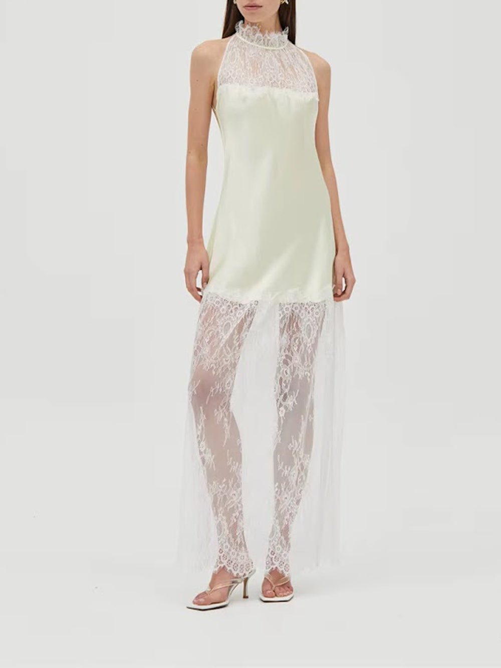 Celeste Lace Halter Maxi Dress - View 3