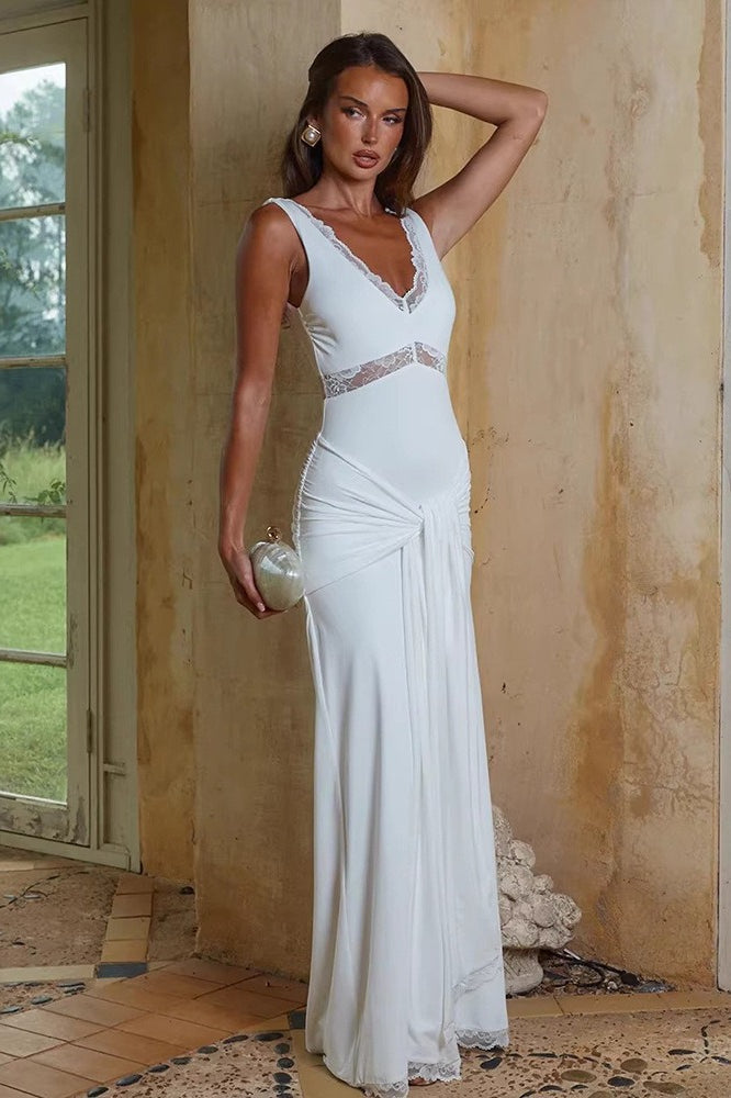 Deep V-Neck Lace Dress