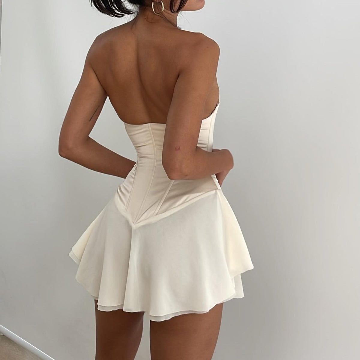 Strapless Lace Up Corset Fit and Flare Mini Dress - View 3