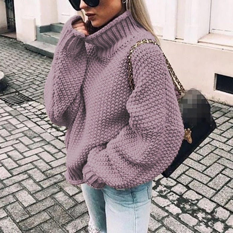 Chunky Knit Turtleneck Oversized Sweater 4