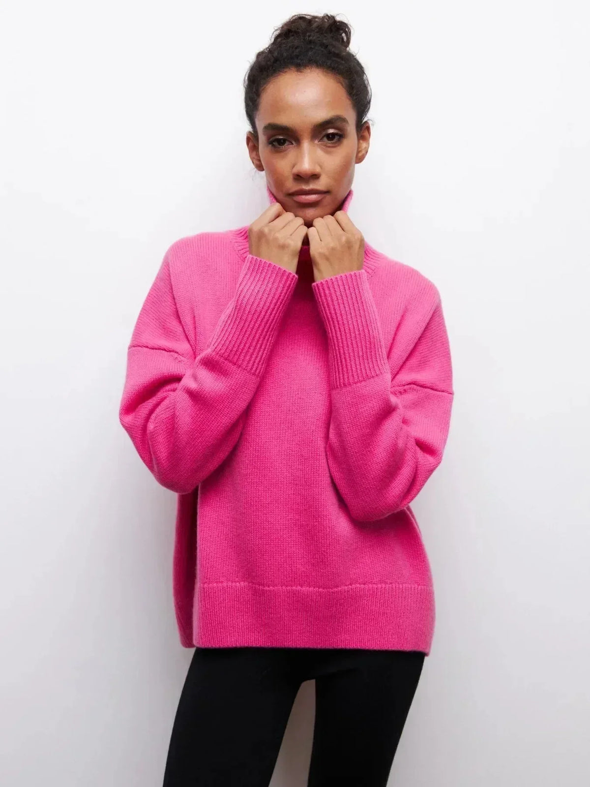 Turtleneck Long Sleeve Drop Shoulder Oversized Sweater 7