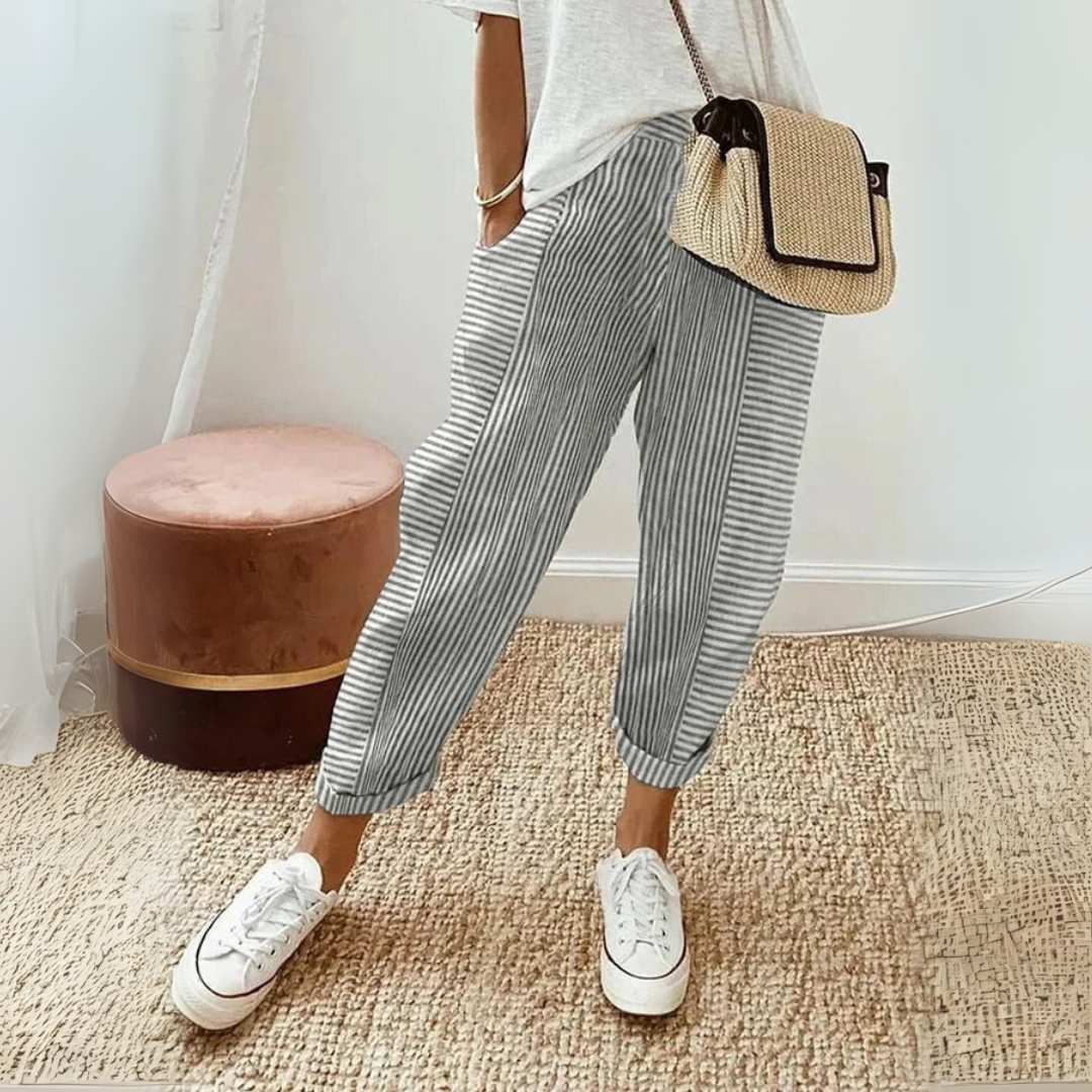 High Waist Striped Tapered Pants 3