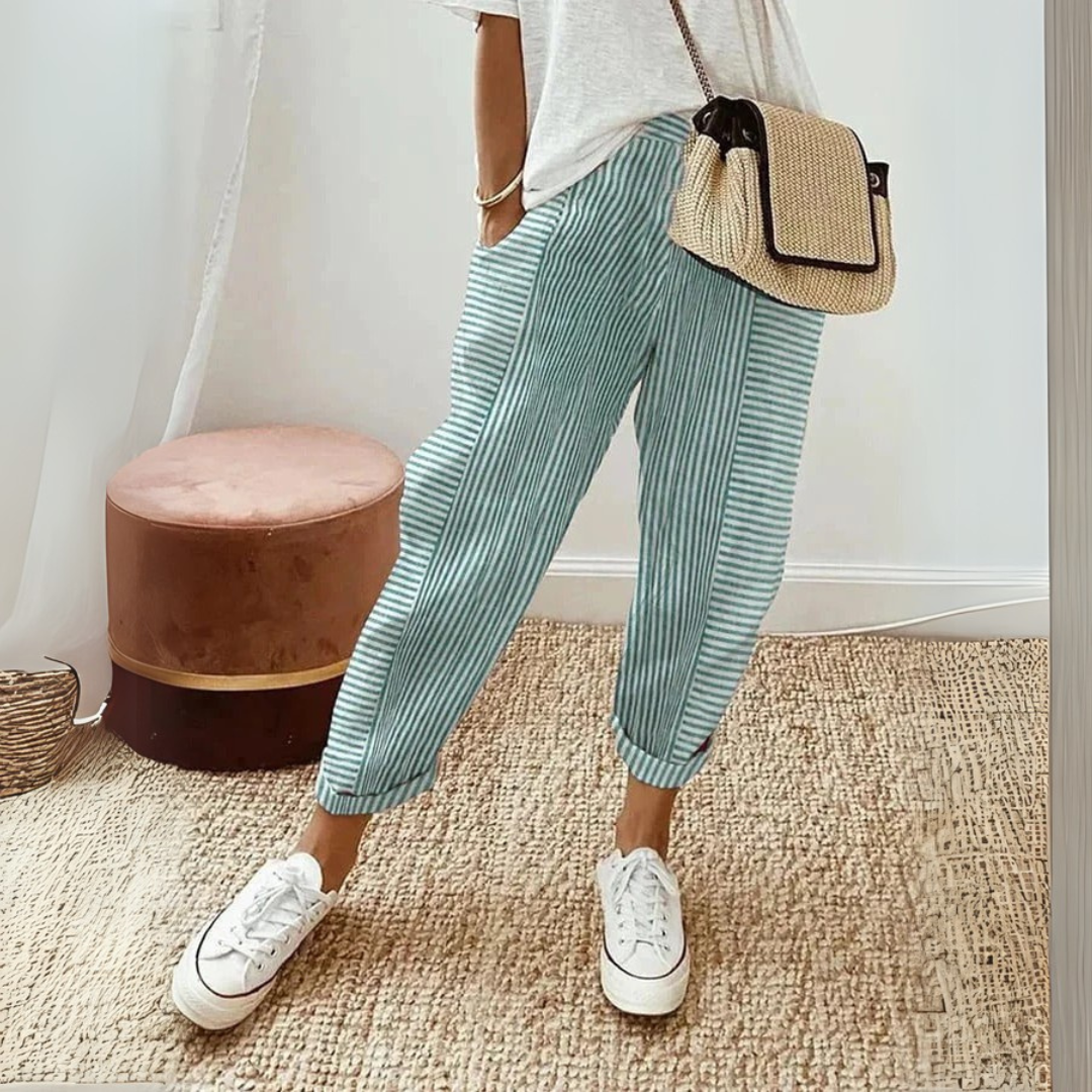 High Waist Striped Tapered Pants 4