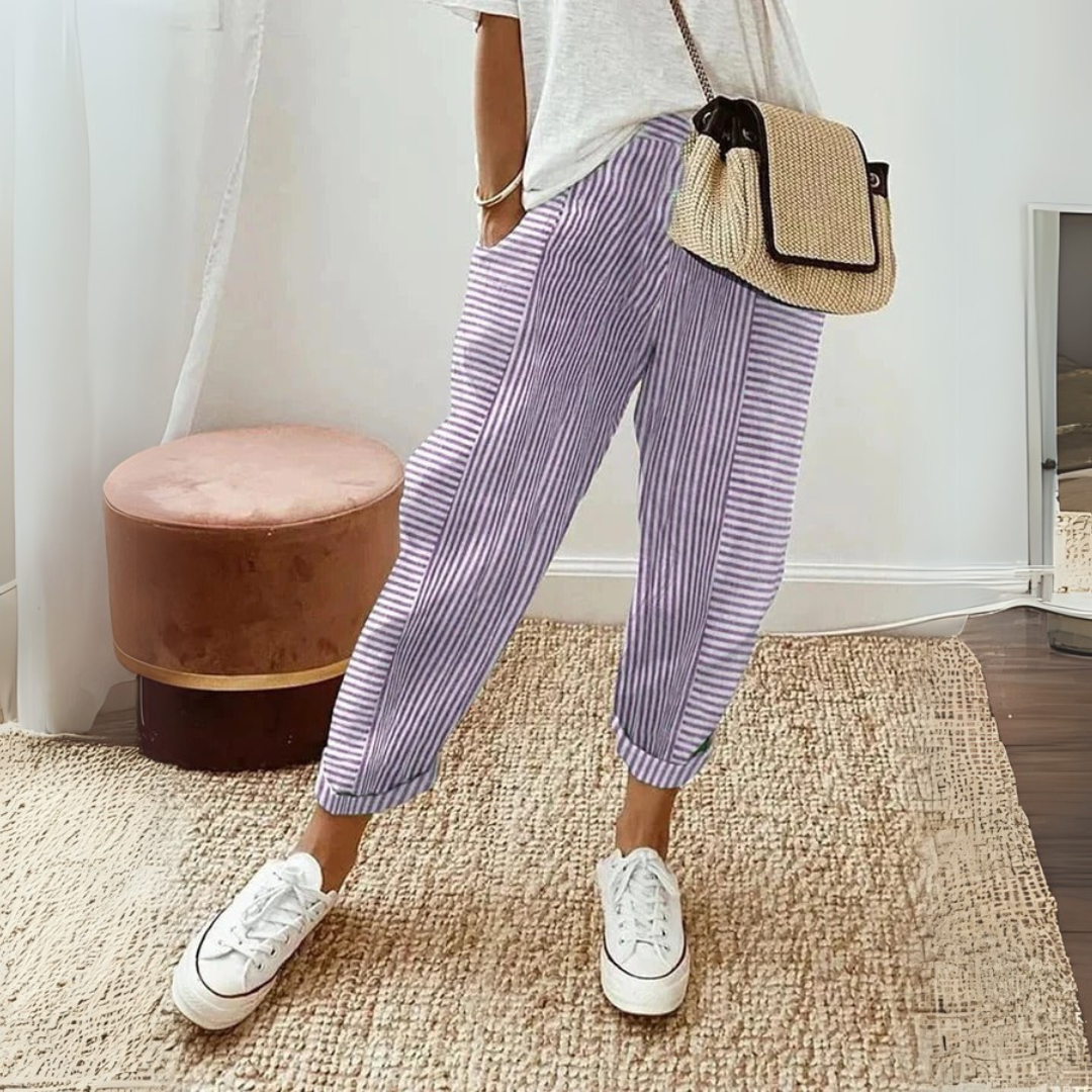 High Waist Striped Tapered Pants 6