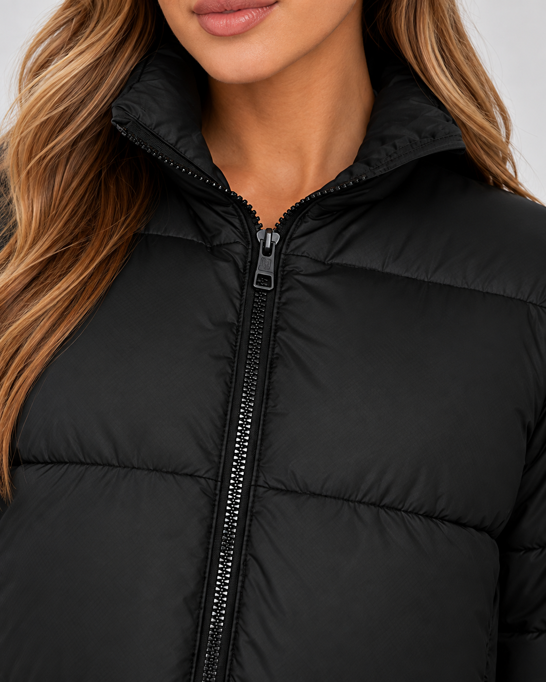 Stand Collar Zip Front Cropped Puffer Jacket 6