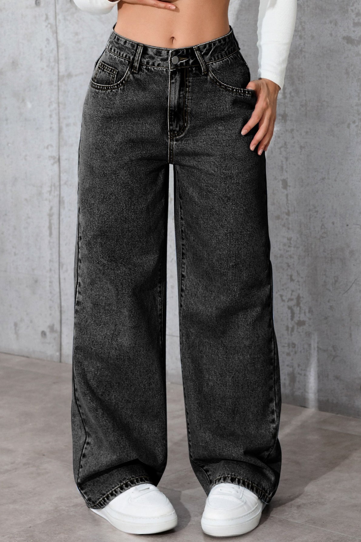 High-Waist Straight-Leg Denim Jeans