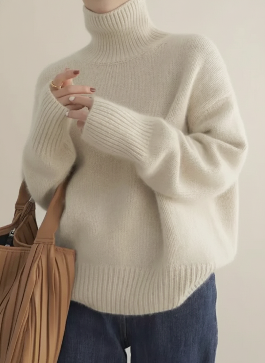 Turtleneck Drop Shoulder Oversized Sweater