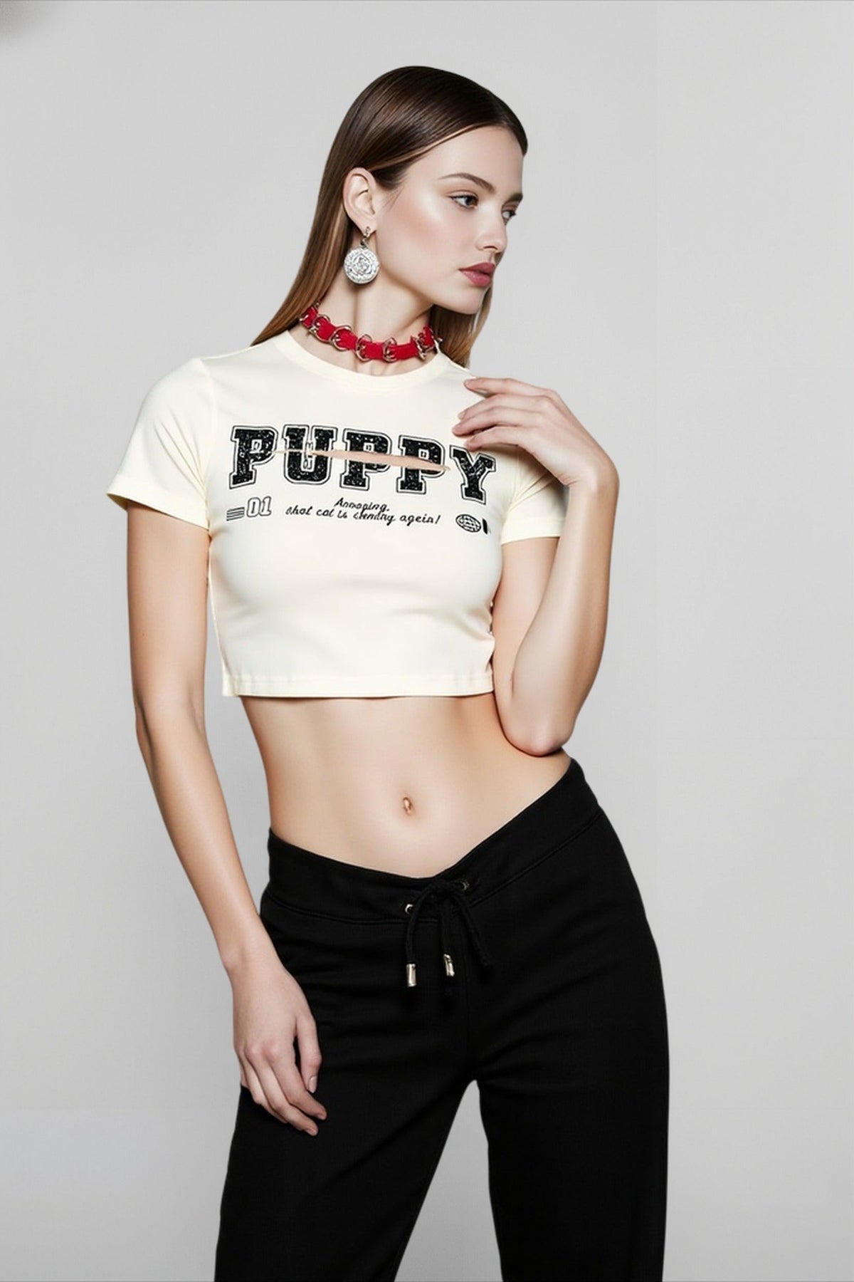 Y2K Print Cutout Crop Top