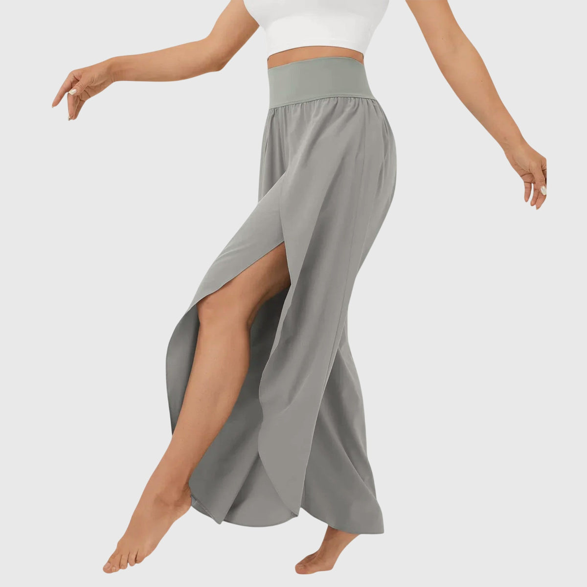 High Waist Split Front Layered Wide Leg Palazzo Pants 5