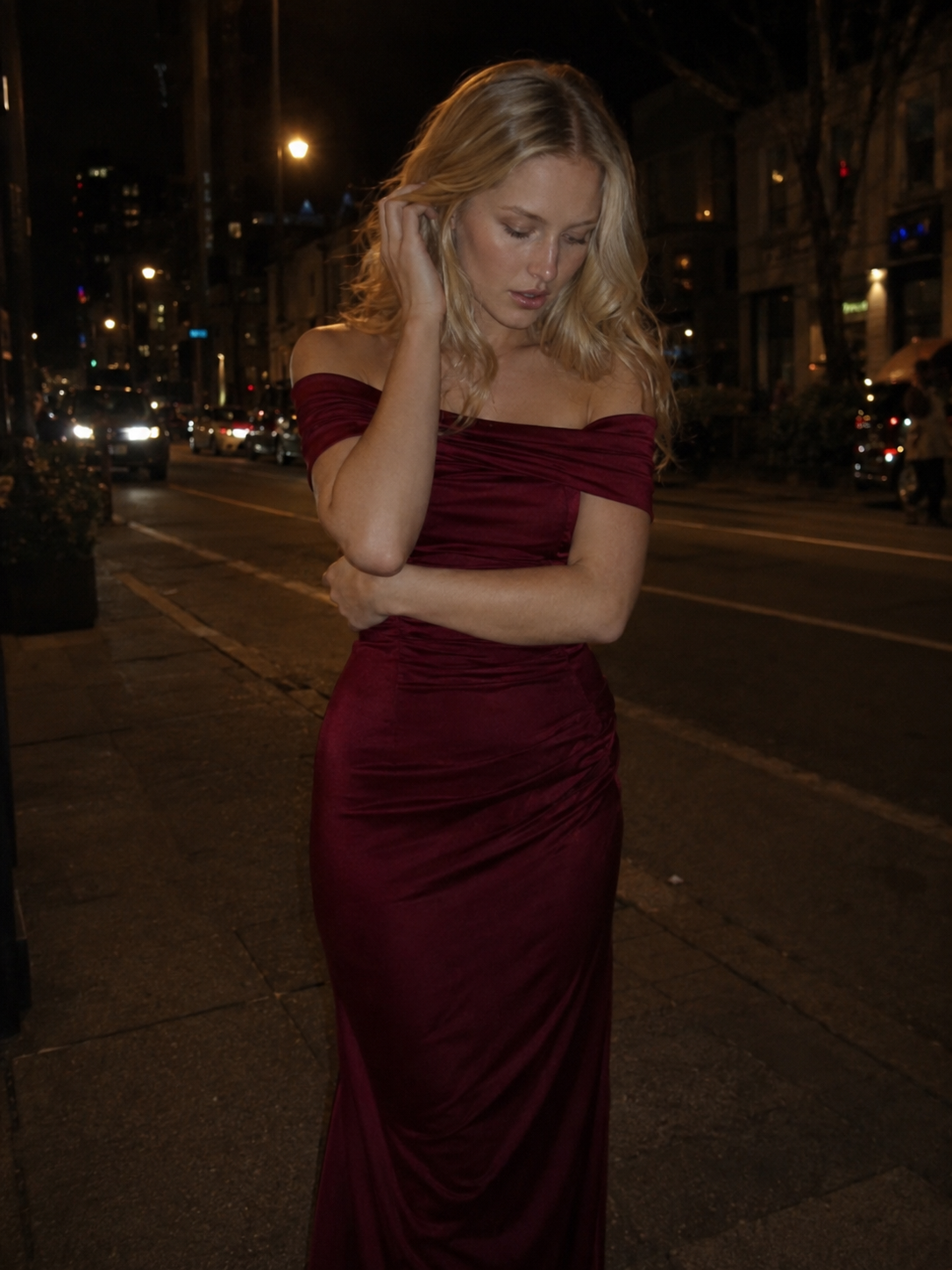 Off-the-Shoulder Bodycon Maxi Dress