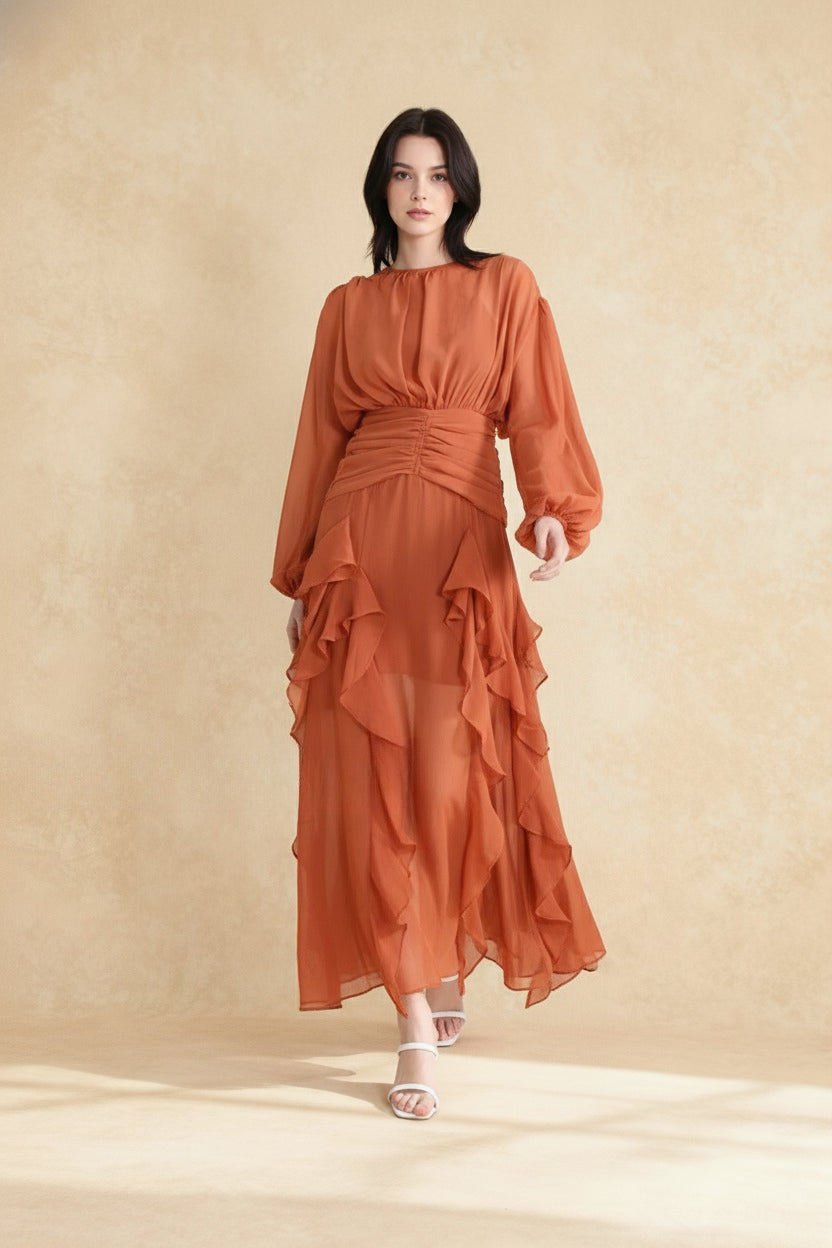 Leonie Ballon Sleeve Maxi Dress