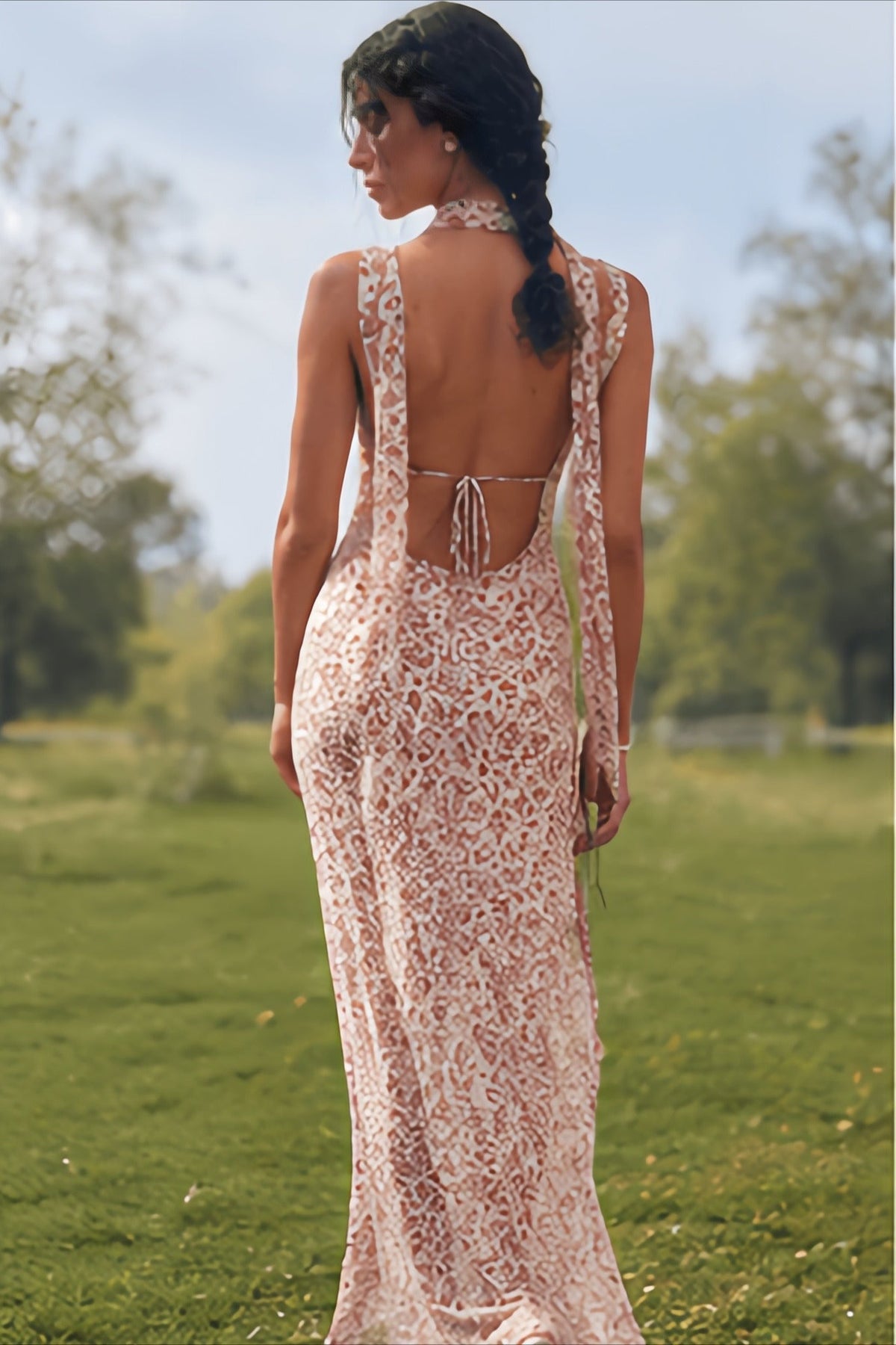 Backless Floral Dress