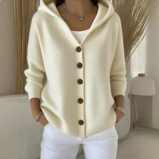 Hooded Button Front Long Sleeve Knit Cardigan 2