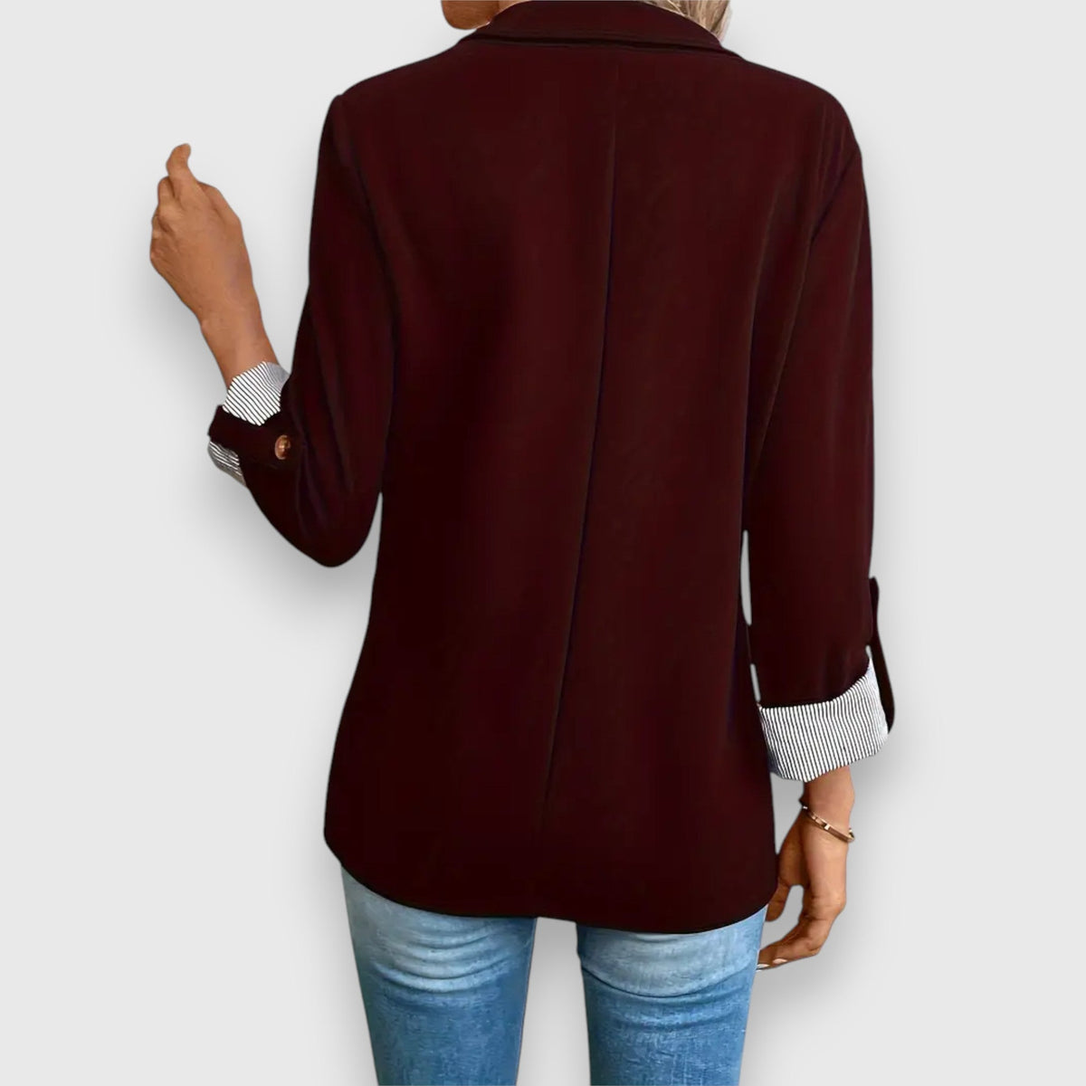 Notch Lapel Roll Up Sleeve Single Button Blazer 6