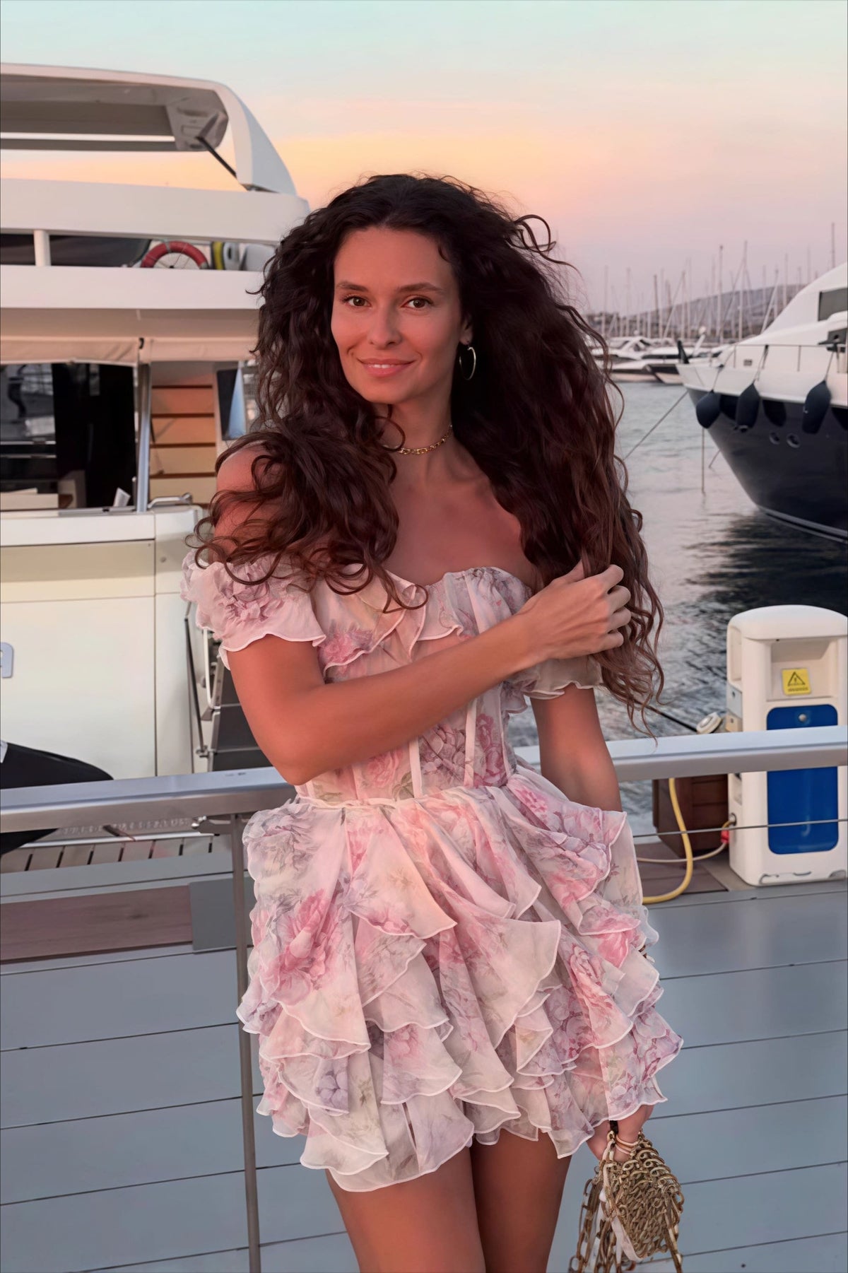 Floral Print Organza Strapless Mini Dress - View 2