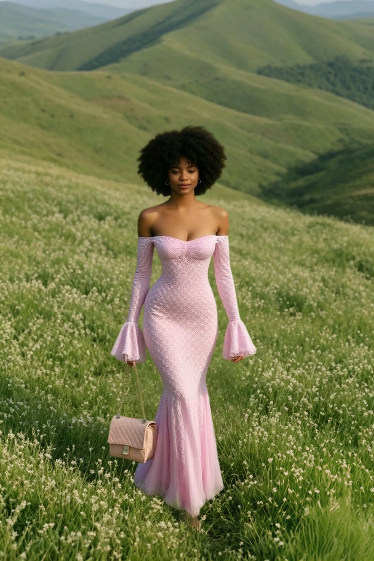 Strapless Sweetheart Bell Sleeve Mermaid Maxi Dress - View 4