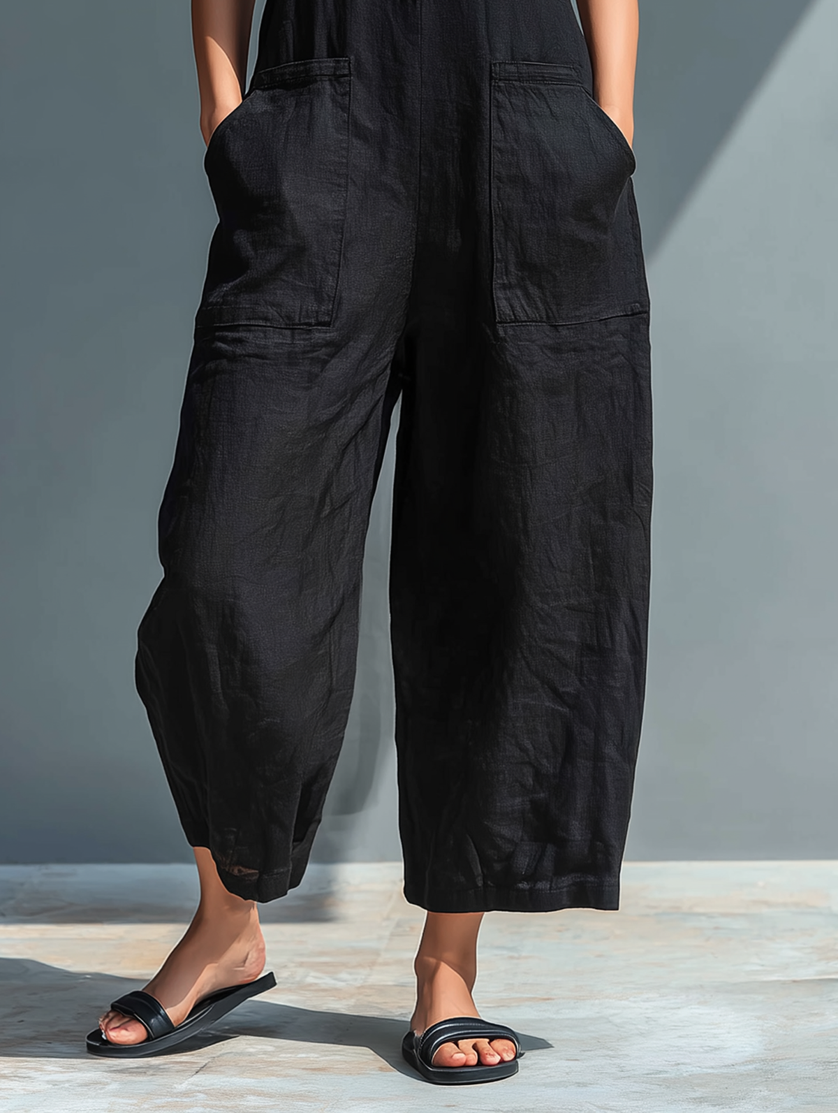 Sleeveless Button Front Pocket Wide Leg Jumpsuit 4