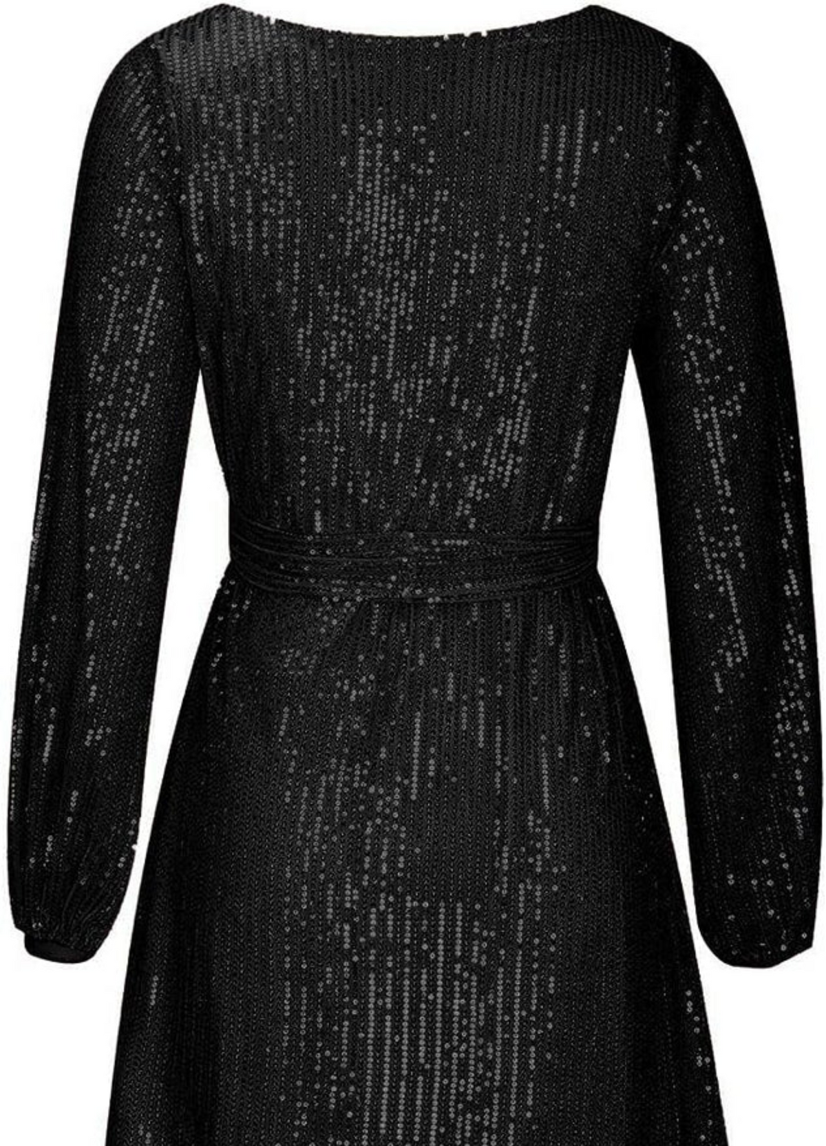 Sequin Boat Neck Long Sleeve Shift Mini Dress - View 5