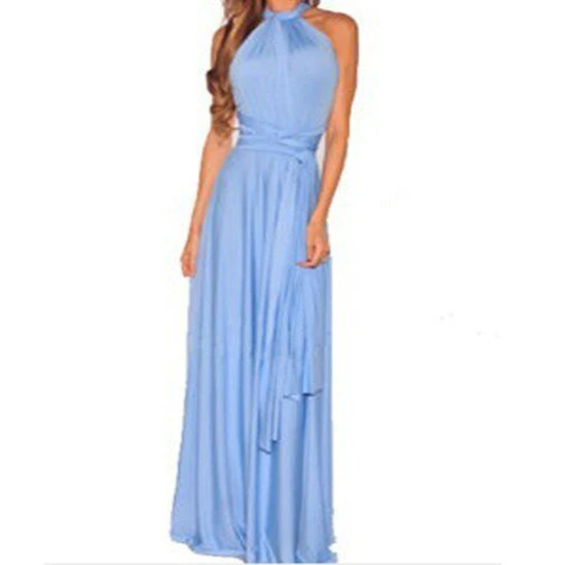 V-Neck Cross Back Ruched Waist Flowy Maxi Dress - View 8