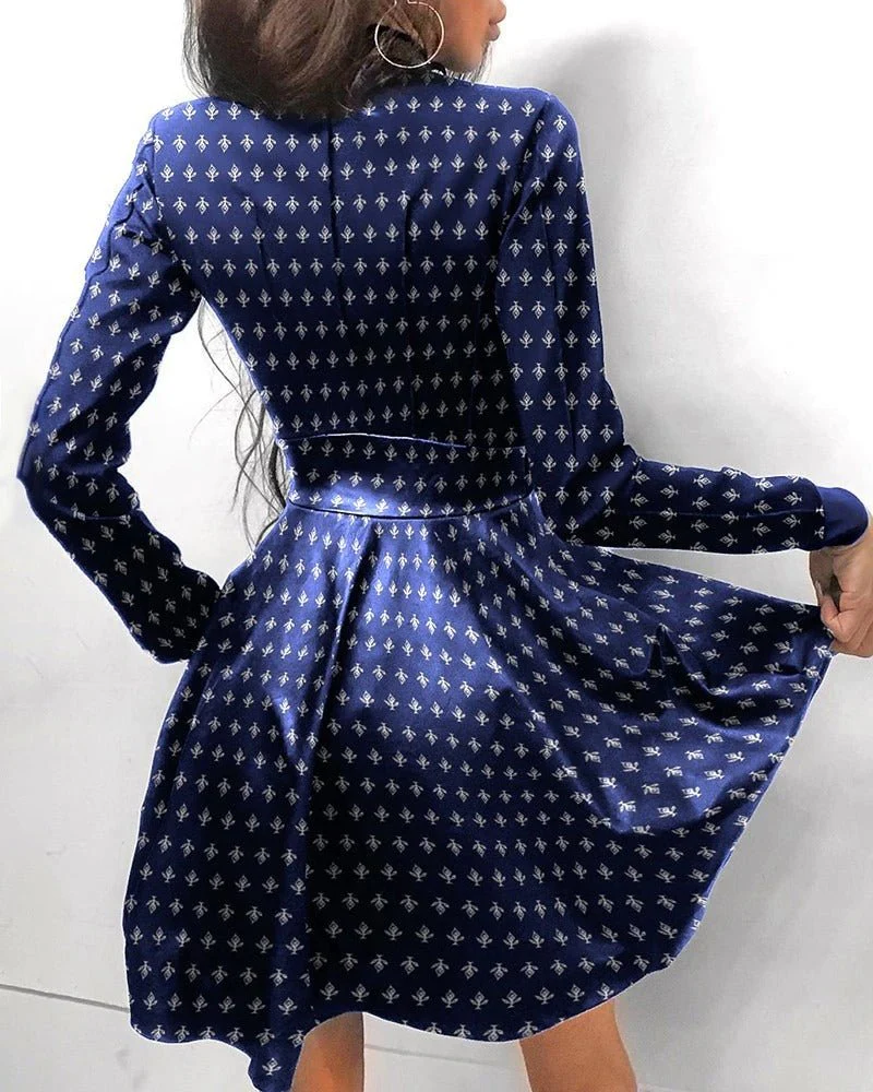 Mock Neck Long Sleeve Front Zip Faux Leather Skater Mini Party Dress - View 3