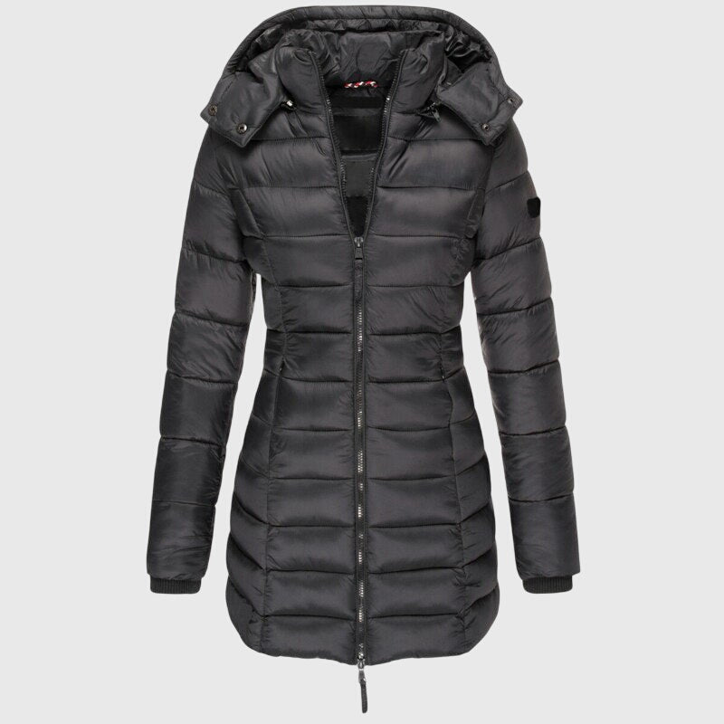 Hooded Zip Front Longline Puffer Jacket 4
