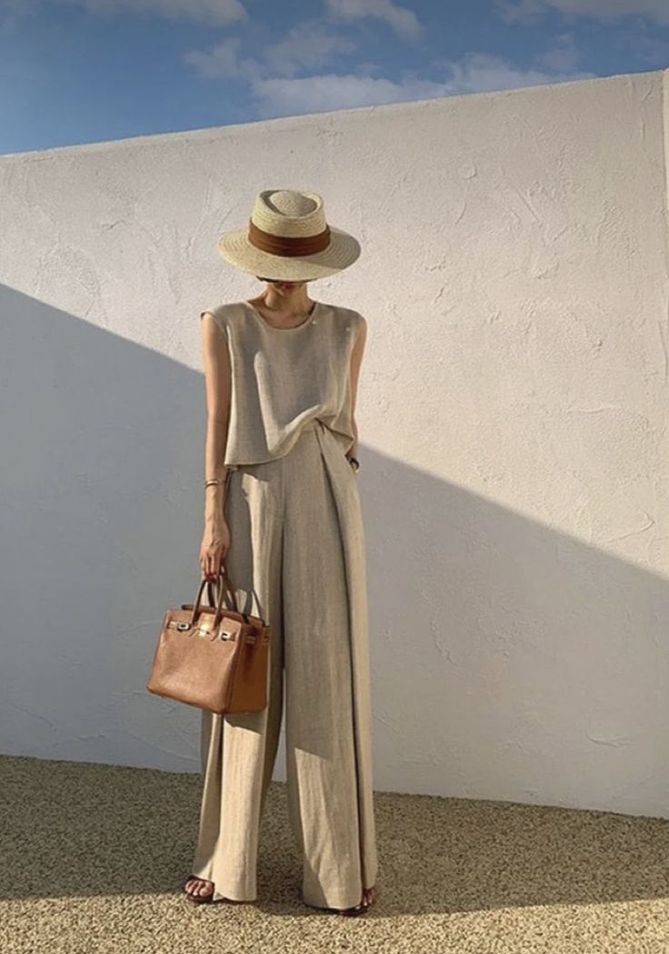 Sleeveless Twist Hem Top and Wide Leg Pants Two Piece Set