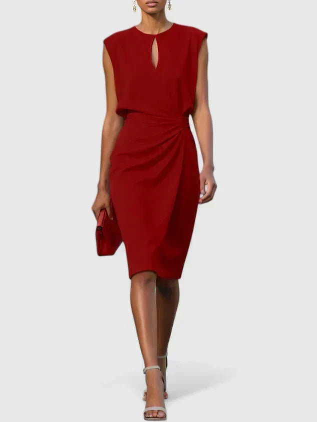 Keyhole Neck Sleeveless Ruched Bodycon Midi Dress 6