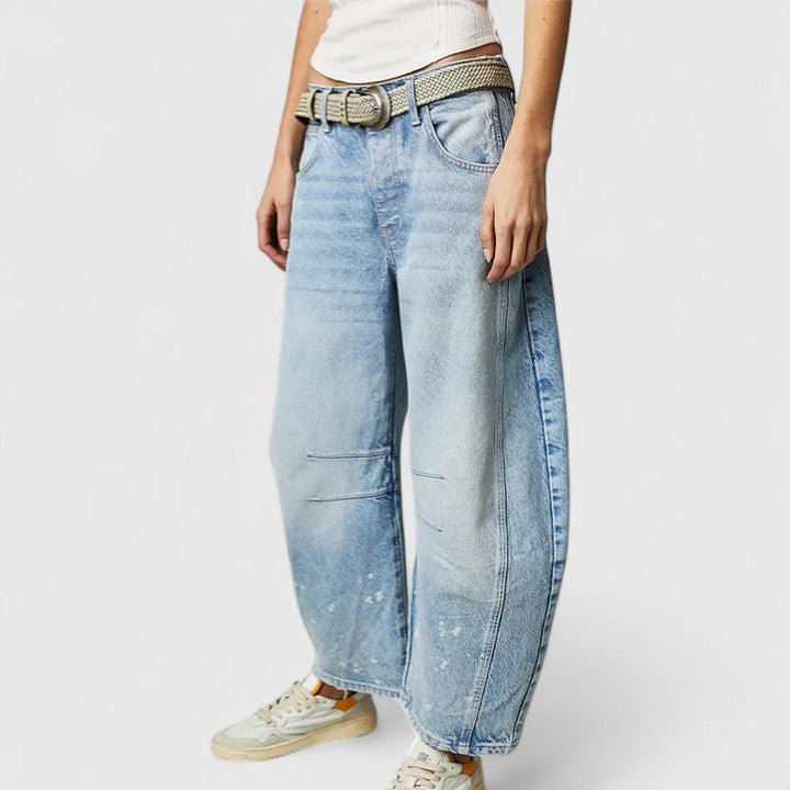 High Waist Faded Barrel Leg Jeans 21