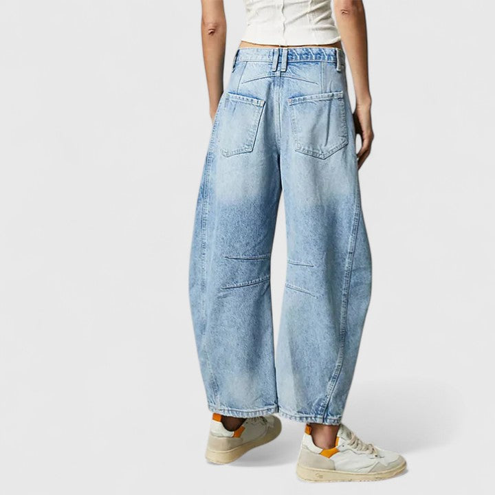 High Waist Faded Barrel Leg Jeans 22