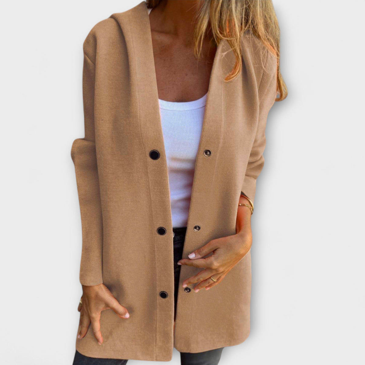 Hooded Button Front Longline Knit Coat 2