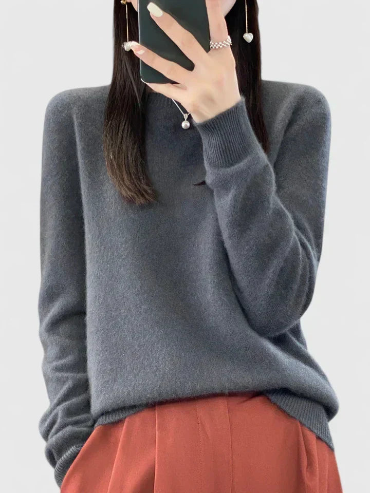 Round Neck Long Sleeve Soft Knit Pullover Sweater 21