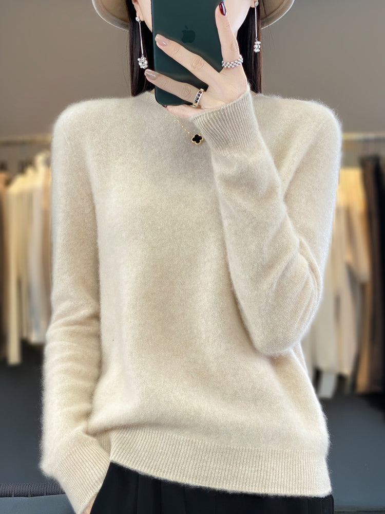 Round Neck Long Sleeve Soft Knit Sweater 11