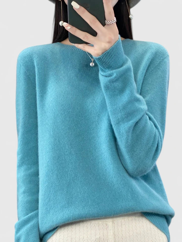 Round Neck Long Sleeve Soft Knit Pullover Sweater 15