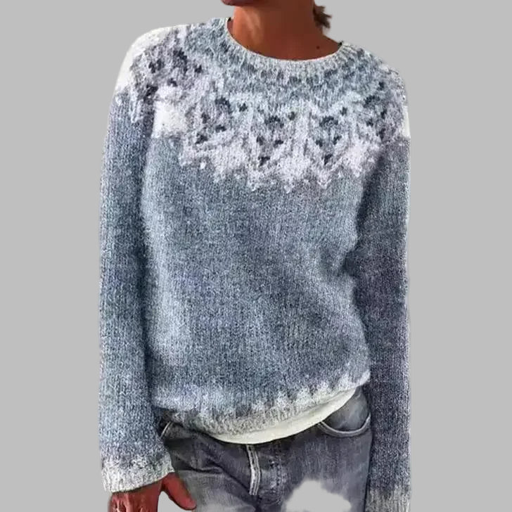 Fair Isle Crew Neck Knit Sweater 2