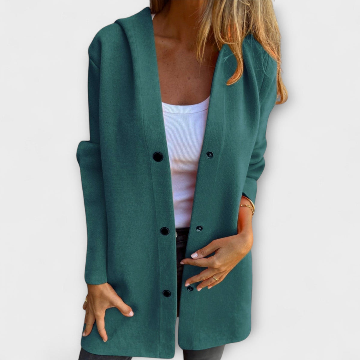 Hooded Button Front Longline Knit Coat 8